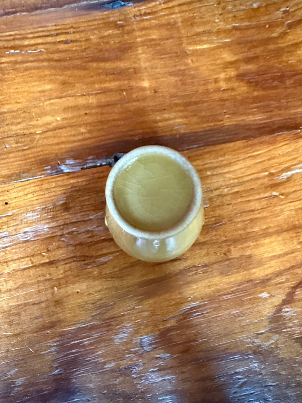 Yellow Crackled Ceramic Double-Handled Bud Vase